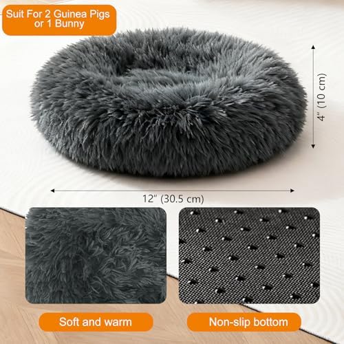 Bunny Rabbit Hideout Bed Small Animal Bedding Donut-Shaped Burrowing Pet Bed Soft and Warm Hideaway with Spandex and Fleece Bottoms Cozy Carrier, Cage Accessories
