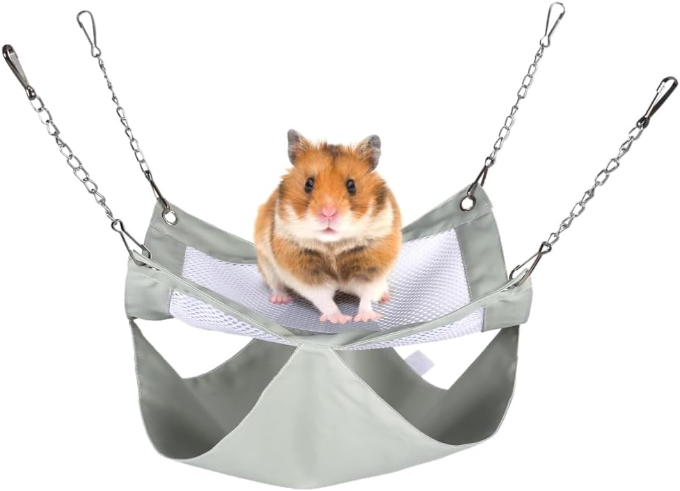 DONGKER Hamster Hammock,Hanging Double Layer Ferret Rat Hammock with Stainless Steel Hanging Chain Buckle for Small Animals Hiding Sleeping