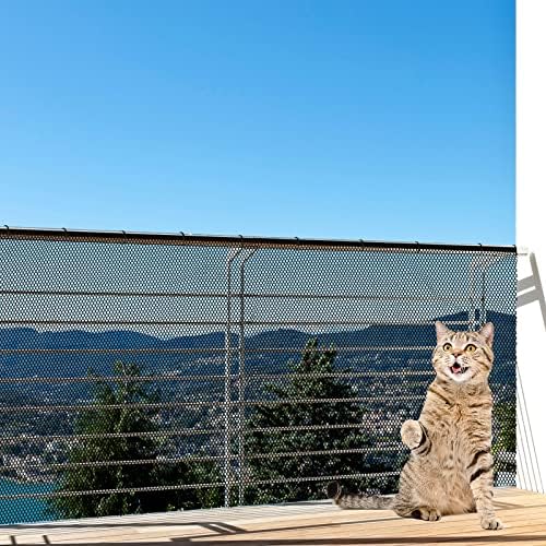 Shappy Balcony Screen for Pets Cat Netting 16.5 ft x 2.5 ft, 56 Pcs, Black