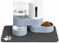 Gravity Cat Feeder 2 Pack Automatic Food Feeder Stainless Steel Water Dispenser Set 360 Degree Rotatable Pet Bowls with Silicone Mat for Cats Small Medium Dogs, Large Capacity(Blue)