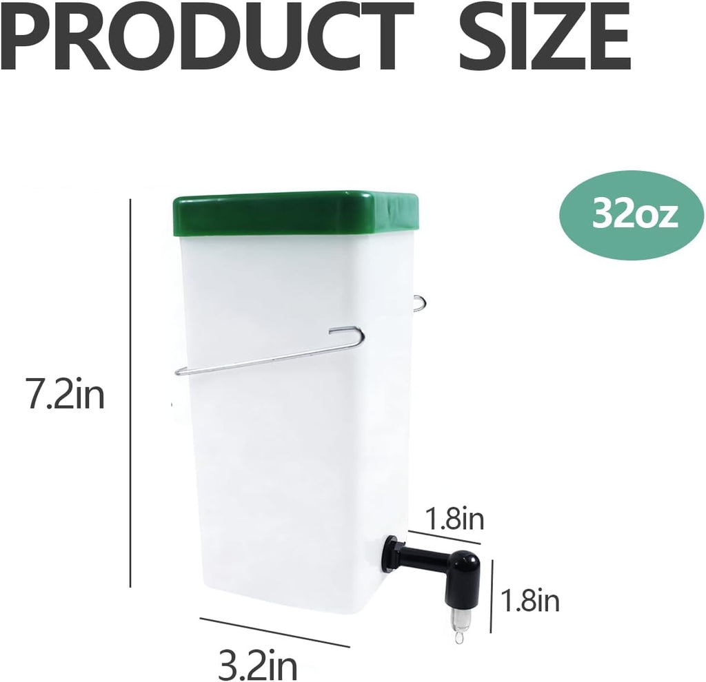 2 Pack 32oz Small Animal Water Bottle for Cage - Leak-Proof Hanging Water Dispenser for Rabbits, Guinea Pigs, Hamsters, Chinchillas & Ferrets (Clear)