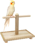 Litewoo Natural Wood Bird Perch Stand Desktop Parrot Training Toy, Beige