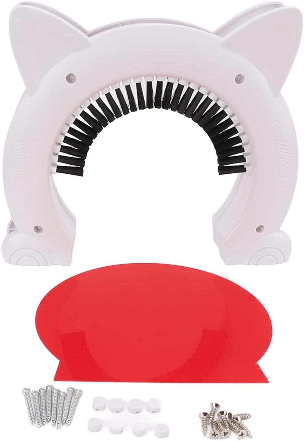 Interior Cat Door, Cat Door for Interior Door Cat Hole Pet Door for Cats Pet Doors with Grooming Brush Outdoor Cat Door for Cats, 22.5x26.5x5.5cm (White)