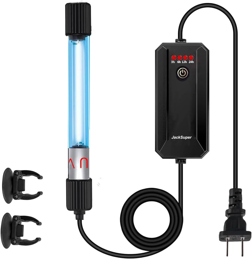 Aquarium UVC Clean Light Algae Clear Green Bloom Clean Fish Tank UVC Water Clean Lamp for Sump Pond Filter Tank (3W with Timer)