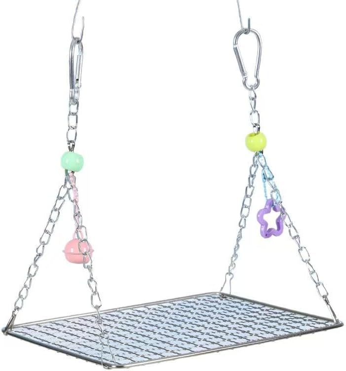 Fosrion Stainless Steel Bird Platform Perch Hanging Parrot Swing Bed