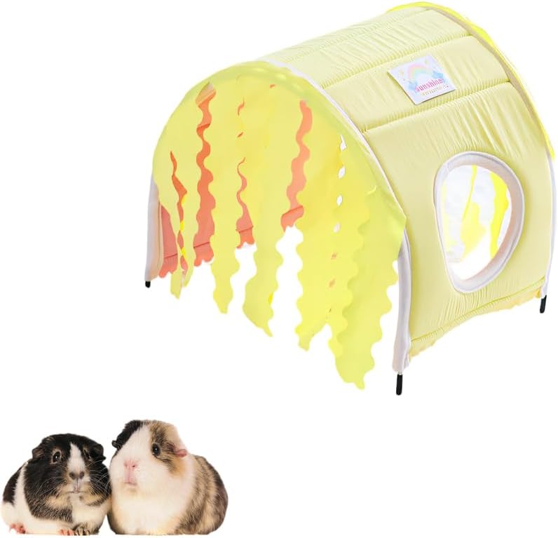 Small Animal Hideout Tent, Semi Enclosed Small Pets Hideout Shelter with Dual Access, Easy Install Resting Nest for Rabbits Guinea Pigs Hamsters
