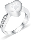 Dog Cat Paw Print Urn Ring for Ashes Pet Ash Memorial Jewelry