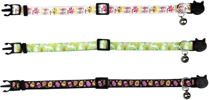 3 Pack Easter Cat Collar with Bell Breakaway Adjustable - Image 3