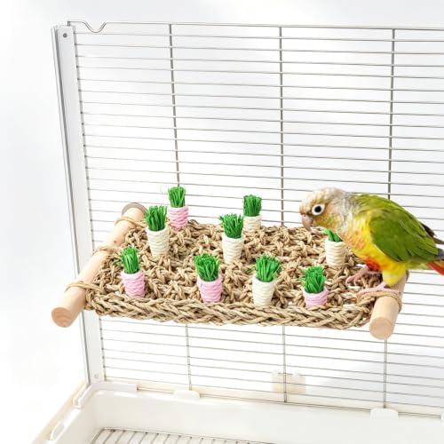 Carrot Woven Climbing Chew Toy Bird Swing Hammock for Parrots