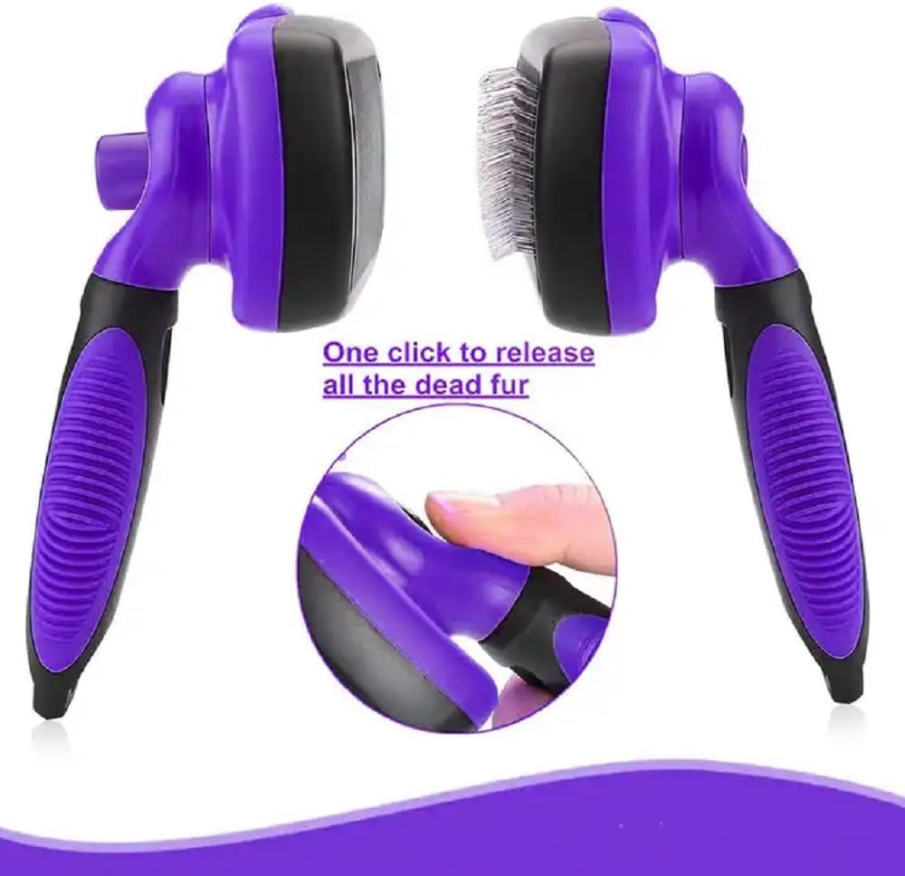 Volpe Cat Brush, Dog Brush, Cat Brushes for Indoor Cats, Easy to Clean, Dog Brush for Shedding, Dog Hair Remover, Deshedding Fur Removal,Purple