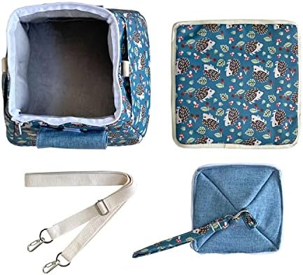 Portable Outgoing Flannel Hedgehog Carry Carrier Bag House Hideout Habitat Beds for Sugar Glider Hamster Guinea Pig Ferret Squirrel Small Animal Carrier Pouch (Dark Blue)