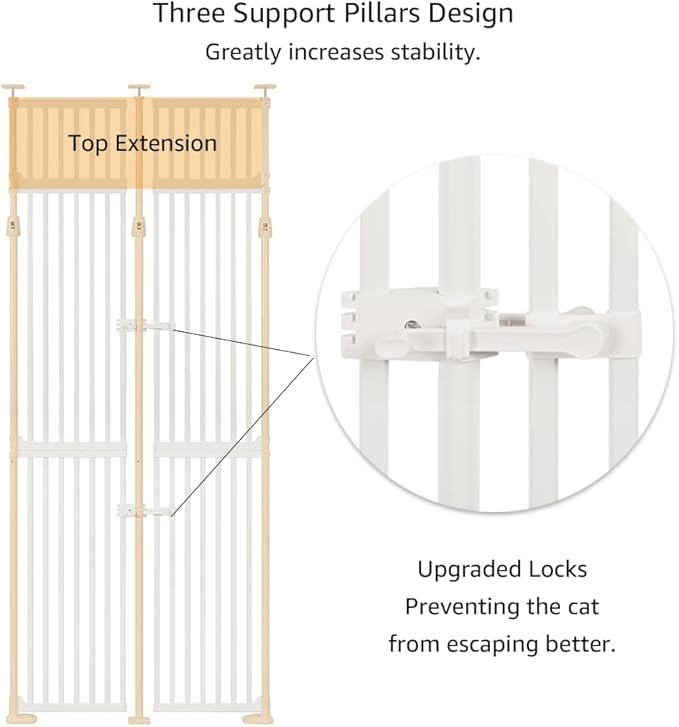unipaws 86" High Extra Tall Cat Gate, Auto Closing and No Drilling Safety Gate - Image 5