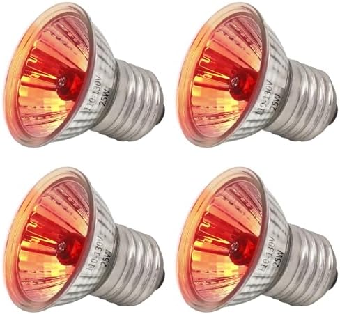4 Pack UVA Infrared Reptile Heat Bulbs, Red Light, 25W