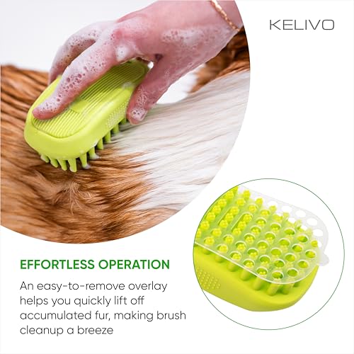 Dog Bath Brush Scrubber & Massage - Rubber Cat and Dog Scrubber for Bath - Pet Washing Brush with Soft Silicone Bristles & Screen - Dogs Shower Brush for Bathing, Deshedding Short or Long Pet Hair