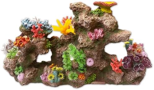 Large Coral Insert Rock for Aquariums – 22" x 13" x 6" – Pre-Mounted Artificial Corals for 40–100 Gallon Tanks