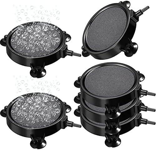 Honoson 6 Pcs 4 Inch Air Stones Disc Diffuser Aquarium, Black with Gray