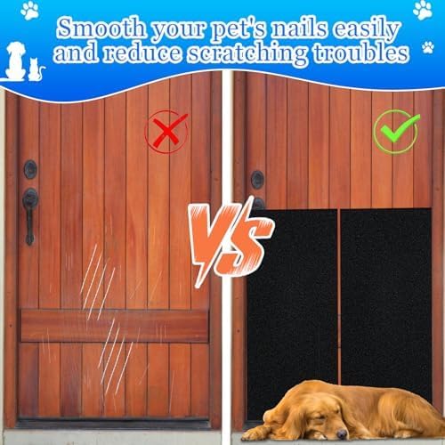 Dog Scratch Board,Dog Door Scratch Protector,Black, 10in×12.5ft