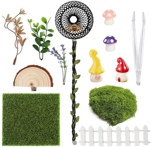 Jumping Spider Enclosure Accessories Kit, 14Pcs Spider Tank Decor Set with Hide, Plants, Moss, Ledge & Tools for Tarantula Habitat Decor（The Product Does not Include a breeding Box.）