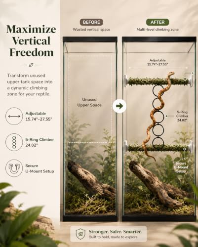 Snake Tank Accessories, 3-Piece Adjustable Climbing Set for Snakes