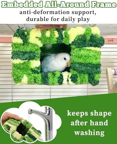 Collapse-Proof Soft Warm Bird Bed for Cage with Sturdy Frame