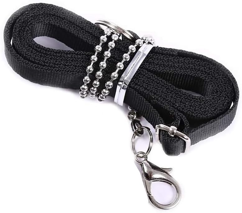 3 Pack Squirrel Harness and Leash Set - Adjustable Traction Rope Strap Anti-Biting Chain,Small Animal Training Walking Vest Leash for Squirrel Gerbil Chinchilla Rat (Black, 3 Pack(S/M/L))