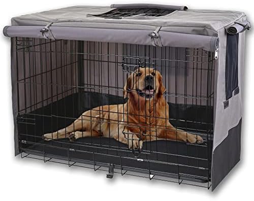 Rachmi 36" 600D Canvas Privacy Dog Crate Cover, Water Resistant Windproof