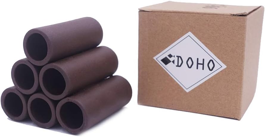 DOHO Aquarium Cave Handmade Brown Ceramic Shelters - Shrimp and Small Fish Habitat, Breeding Tube, Hiding cave - Hideaway Pipes Reduce Stress, Encourage Spawning - Aquarium Decorative Six Holes
