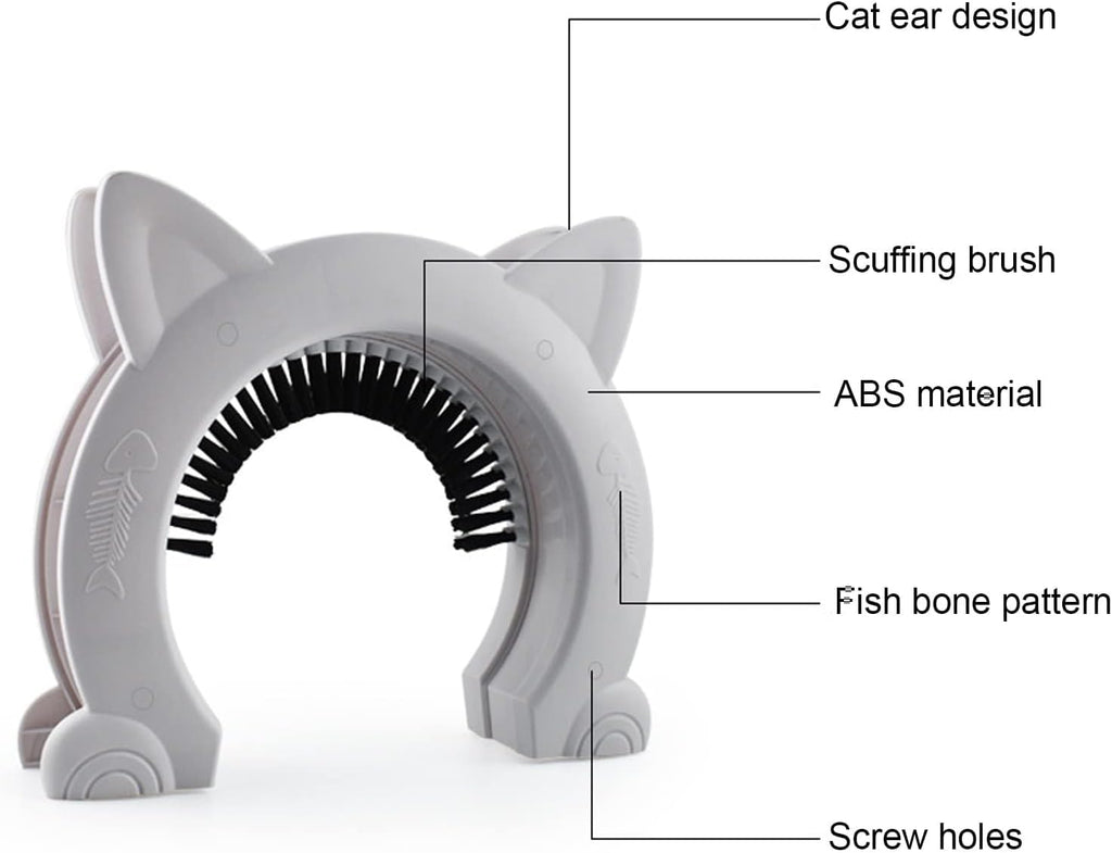 Interior Cat Door, Cat Door for Interior Door Cat Hole Pet Door for Cats Pet Doors with Grooming Brush Outdoor Cat Door for Cats, 22.5x26.5x5.5cm (White)