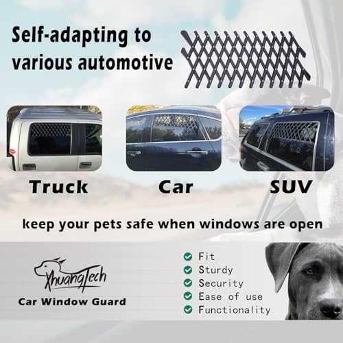 XianghuangTechnology Window Pet Gate, Universal Pet Dog Puppy Ventilation Grill Mesh Vent Guard Safe Car Window Protection Mesh for Cars, Trucks & SUV - 2 Pack