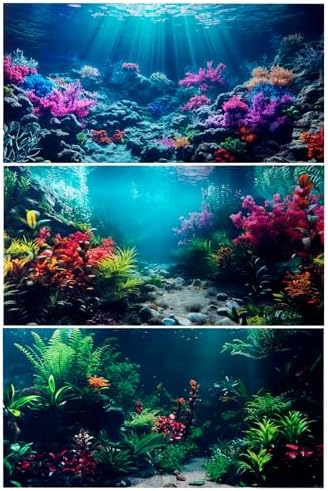 COMSUN 3 Pack Aquarium Background, 60x24 inch Polyester Aquarium Background