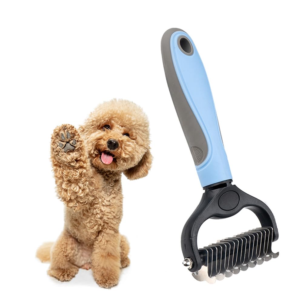 Double-Sided Pet Grooming Tool Undercoat Rake for Dogs and Cats - Professional Dematting Brush, Shedding Comb, Mat Remover, Deshedding, Safe Detangler, Fur Maintenance, Long-Haired Pets