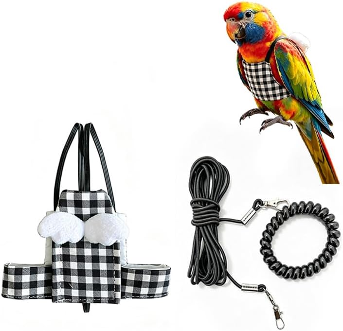 Bird Flight Suit with Leash, Parrot Harness Vest, Adjustable Bird Flying Training Clothes for Outdoor Activities, Walking, Exercise and Flight Training（Blue M）