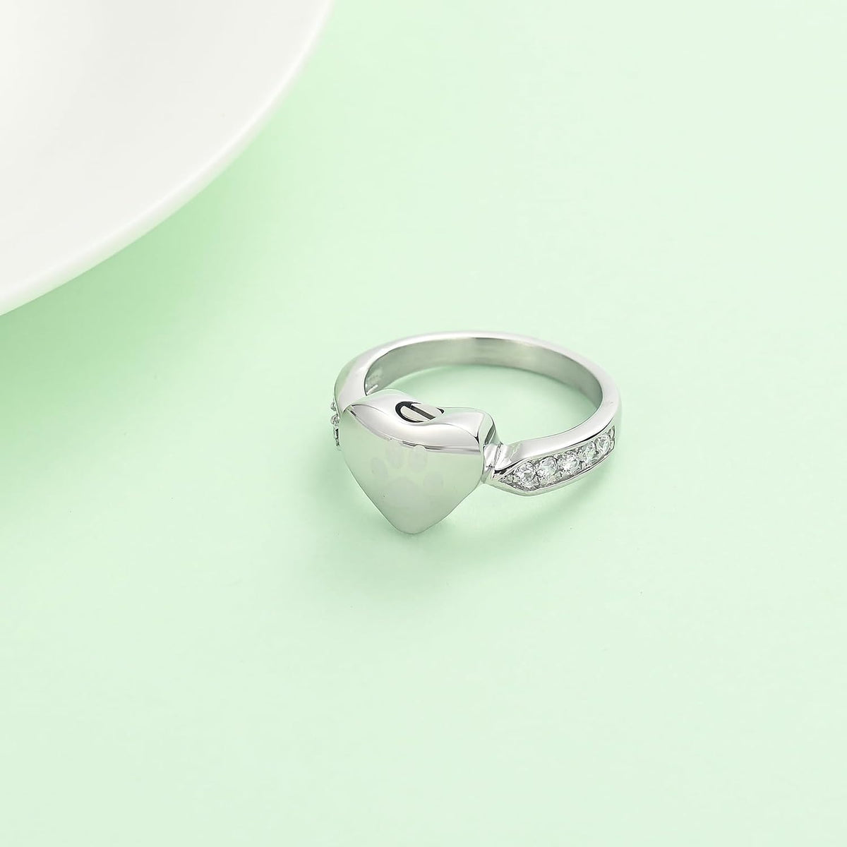 Dog Cat Paw Print Urn Ring for Ashes Pet Ash Memorial Jewelry