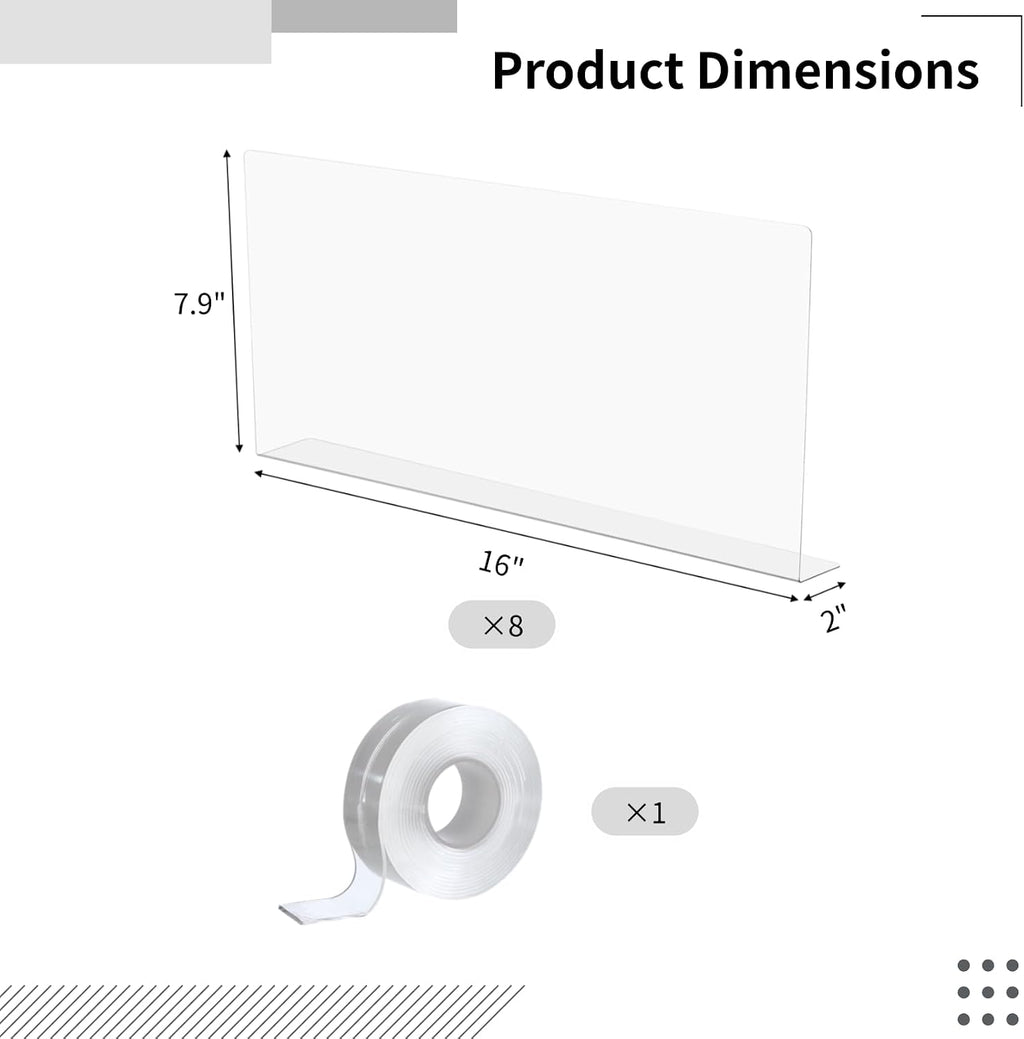 OMISTAR Under Bed Blocker (8 PCS), 16'' L × 7.9'' H Clear PVC Under Couch Blockers with Strong Adhesive, Toy Pets Couch Blockers with Smooth Edge for Under Furniture Stoppers, Easy Installation
