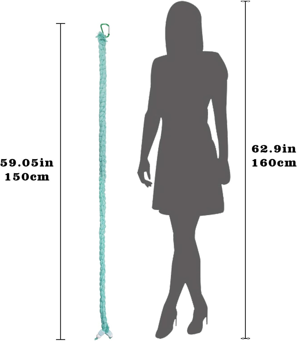 Bird Cage Accessories: Hanging Spiral Bird Rope Perch with Metal Hook, for Budgie, Lovebird, Parakeet, Cockatiel, Conure, Quaker, Caique, Small to Medium Birds