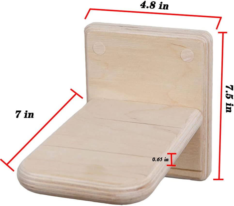 2 PCS Wooden Cat Wall Shelves & Climber – Space-Saving Indoor Cat Steps with Hammock, Natural Solid Wood (2 PCS)