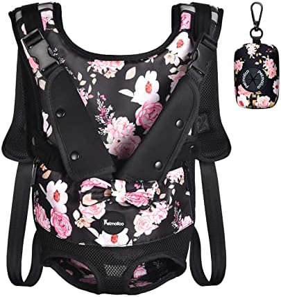Petmolico Dog Carrier Backpack, Adjustbale Dog Front Backpack Legs Out Puppy Backpack for Small Medium Dogs Travelling Hiking Shopping, Peony Medium