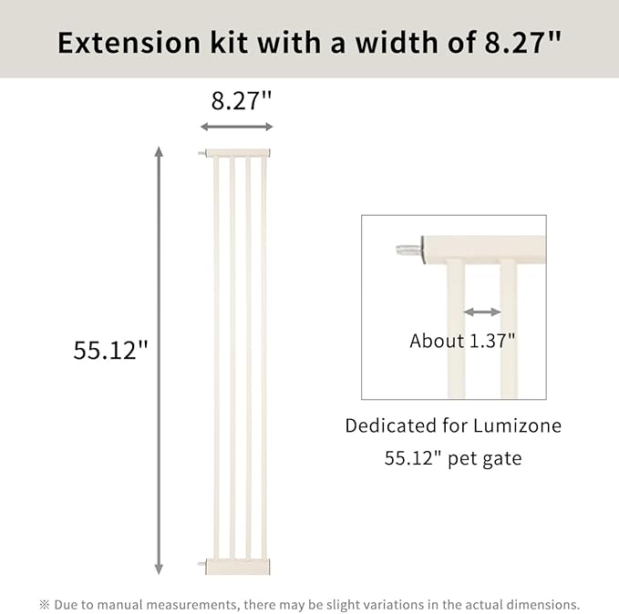 Lumizone Extra Tall Pet Gate 55.12" High Pressure Mounted 8.27" Wide Extension - Image 2