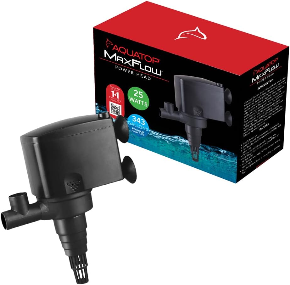Aquatop MaxFlow Submersible Aquarium Power Head - Ideal for Freshwater and Saltwater Environments - High-Impact ABS for Durability