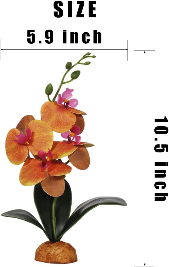 Yellow Fake Orchids, Reptile Terrarium Decor Tarantula Gecko Tank