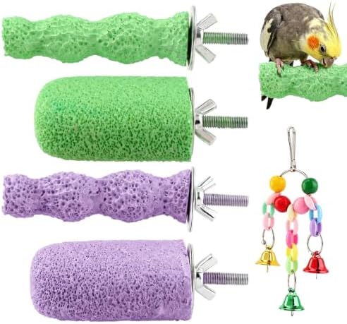 4 Pcs Bird Beak Grinding Stones, Small & Medium Bird Parrot Cage Perch