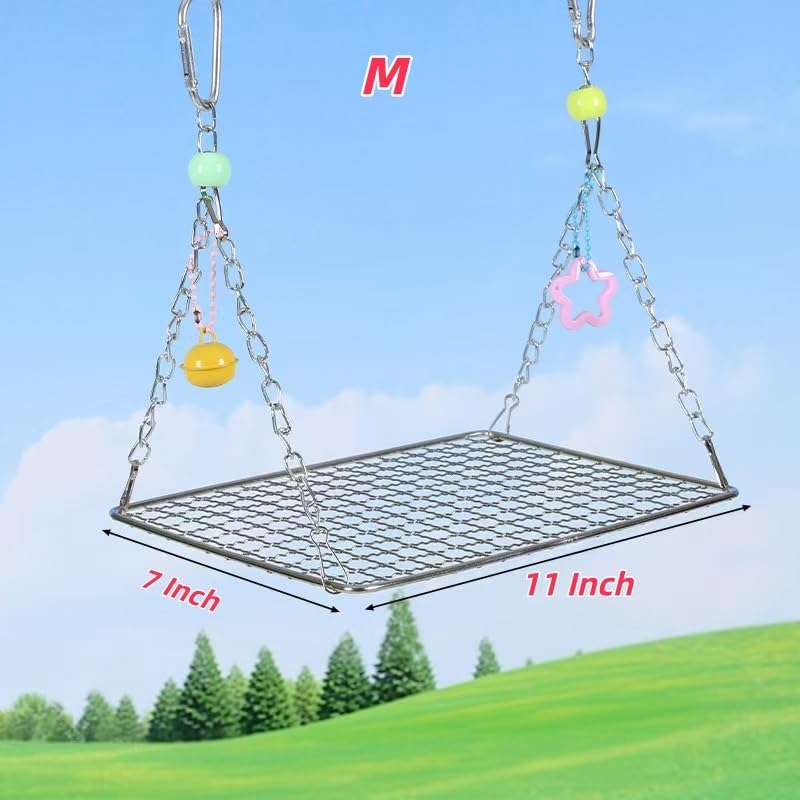 Fosrion Stainless Steel Bird Platform Perch Hanging Parrot Swing Bed