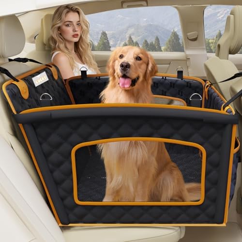 Dog Car Seat for Large Dog with Sturdy Fiberglass Support & Hard Bottom