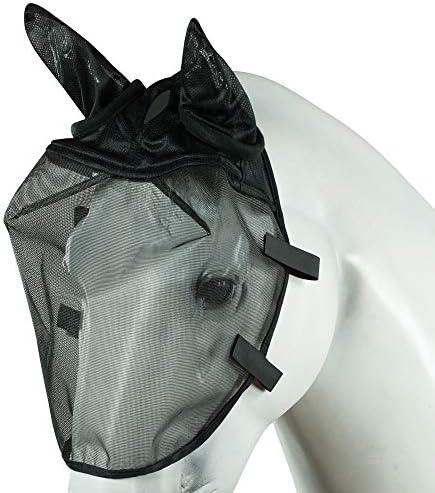 Horze Easy-Attach Bridle Insect and Fly Mask with Ear and Eye Protection - Black - L