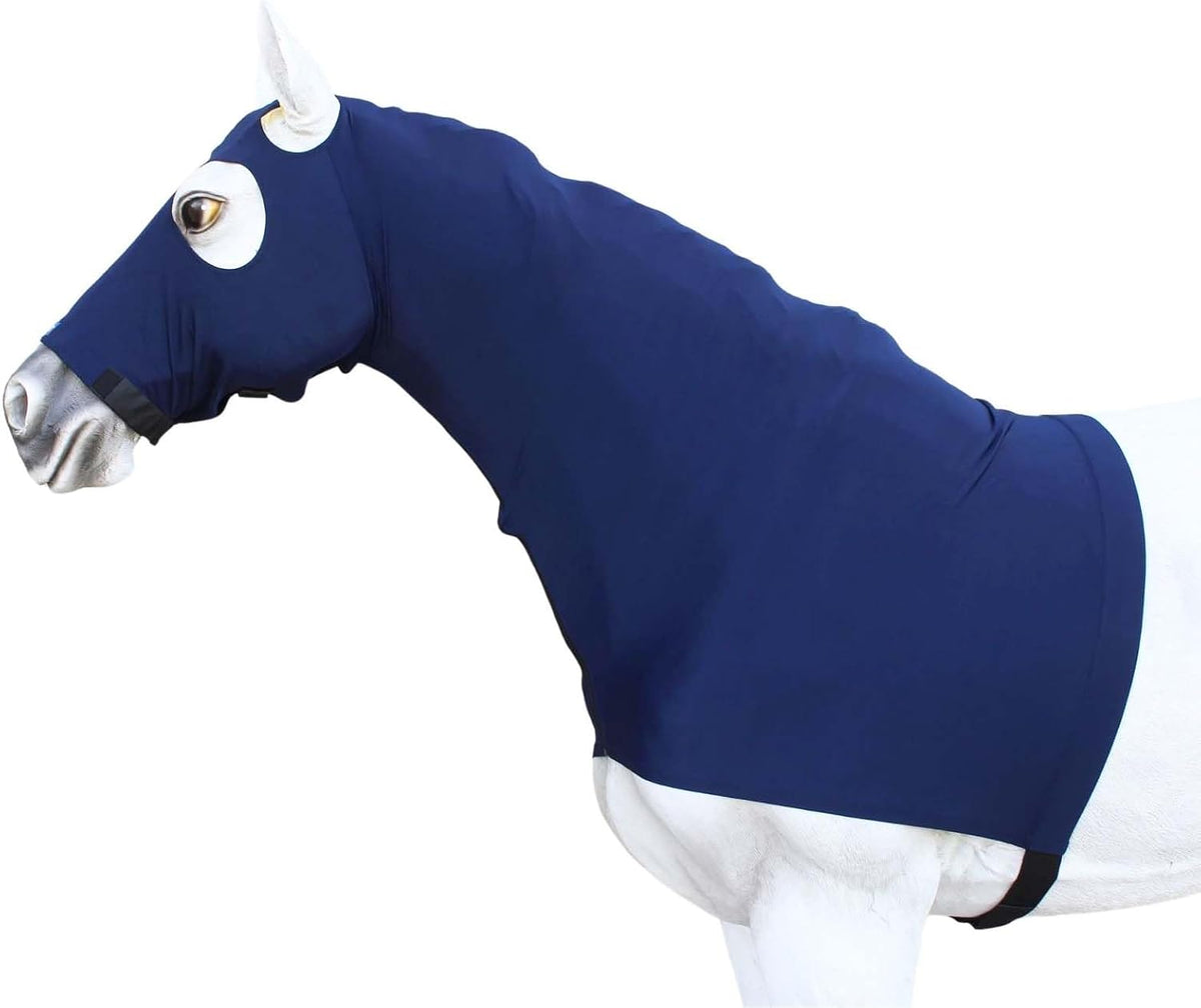CHALLENGER Large Horse Comfort Stretch Spandex Neck Hood Mane Stay Black