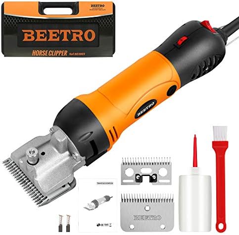 BEETRO 500W Electric Professional Horse Shears, 6 Speeds Animal Grooming Clippers for Horse Equine Goat Pony Cattle, with an Extra Set of Shearing Blades