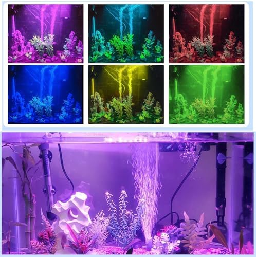 15 inches LED Aquarium Light, Fish Tank Light Underwater Light Submersible Crystal Glass Lights, 21 LED Beads 16 Colors 4 Modes Brightness Adjustable Memory Function IP68 Waterproof, 15"