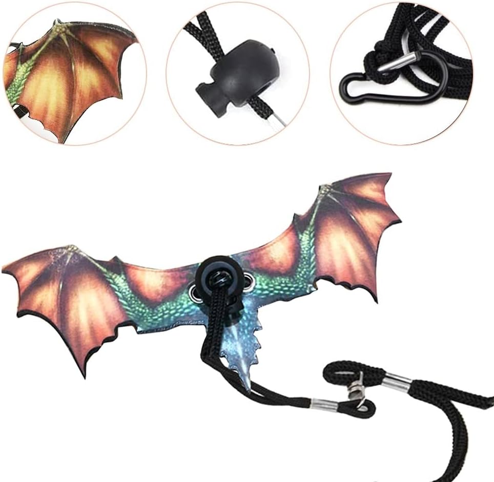 Bearded Dragon Leash, Adjustable Portable Reptile Leash with Cool Wings for Gecko, Bearded Dragon, Iguana, Hamster, Guinea Pig (S+M+L)