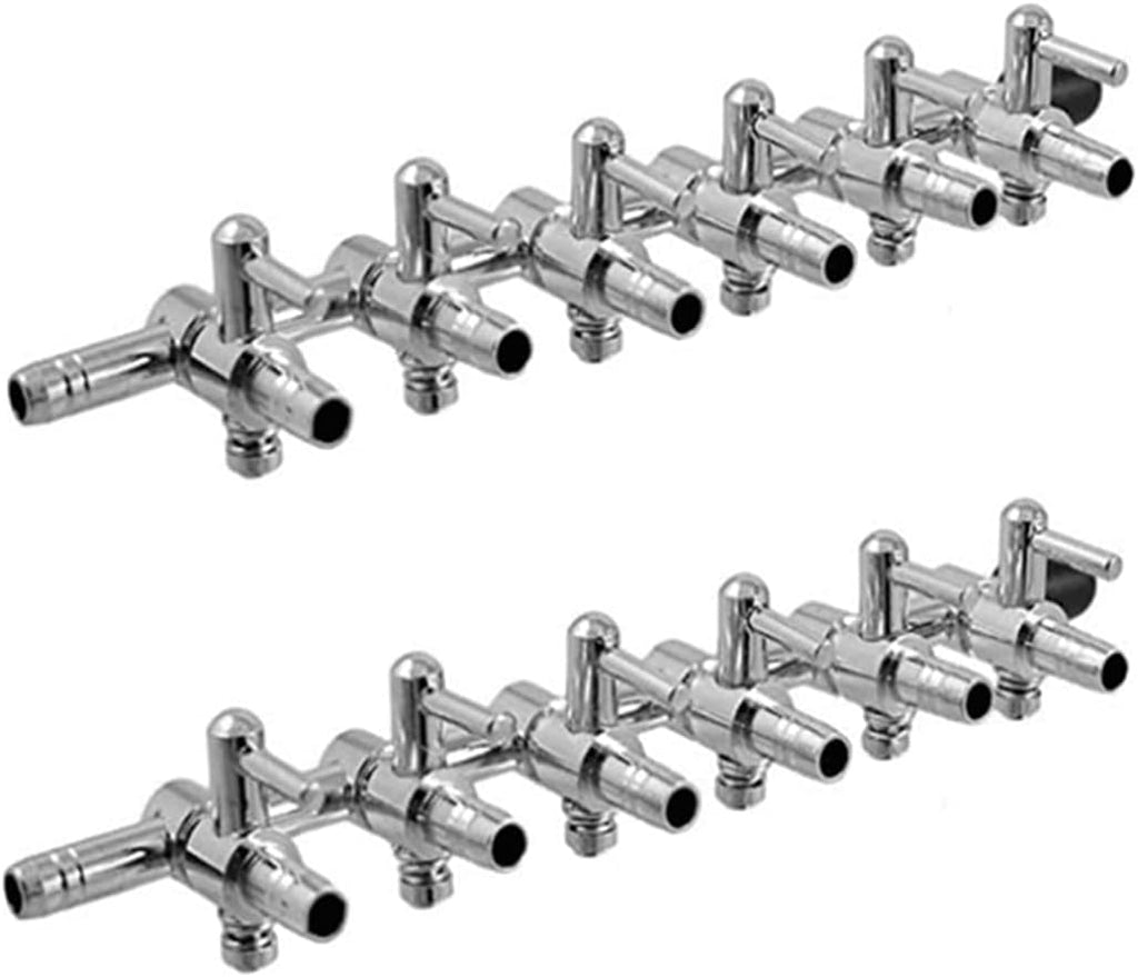 Aquarium Air Valve 6 Way Inline Manifold Air Flow Pump Tubing Splitter Lever Control Valve 2-Pack