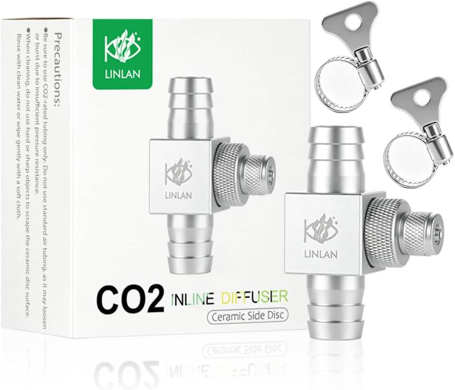 LINLAN Aquarium Inline CO2 Diffuser, Low/Medium Flow, Fits 5/8" ID Hose